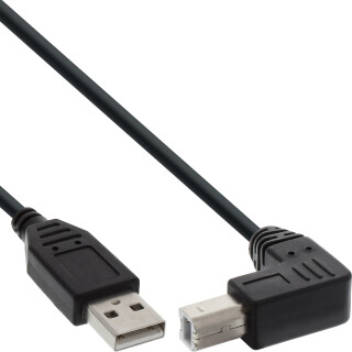 InLine® USB 2.0 Cable down angled Type A male to B male black 5m