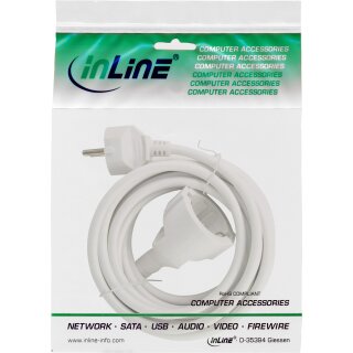 InLine® Strom-Verlängerung Schutzkontakt Stecker / Buchse, weiß, 2m