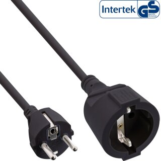 InLine® Strom-Verlängerung Schutzkontakt Stecker / Buchse, schwarz, 3m