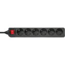 InLine® Power Strip 6 Port 6x Type F German with power-switch black 1.5m