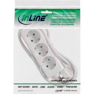 InLine® Steckdosenleiste, 3-fach Schutzkontakt, 1,5m, weiß