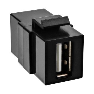 InLine® USB 2.0 Keystone Snap-In Einsatz, USB A Buchse/Buchse, schwarzes Gehäuse