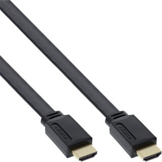 InLine HDMI Flat Cable High Speed Cable with Ethernet gold plated black 2m