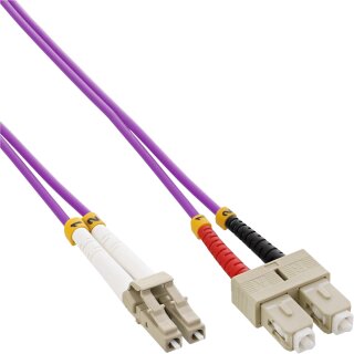 InLine® LWL Duplex Kabel, LC/SC, 50/125µm, OM4, 1m