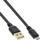 InLine® Micro USB 2.0 Flat Cable USB A to Micro-B black / gold 2m