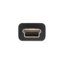 InLine® USB 2.0 Flat Cable USB A male to Mini-B male 5 Pin black / gold 0.5m