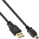 InLine® USB 2.0 Flat Cable USB A male to Mini-B male 5 Pin black / gold 1.0m
