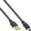 InLine® USB 2.0 Flat Cable USB A male to Mini-B male 5 Pin black / gold 2m