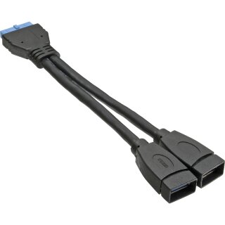 InLine® USB 3.0 Adapter Cable internal 2x USB A female to mainboard header