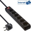 InLine® Power Strip 6 Port 6x Type F German with power switch 5m Cable black
