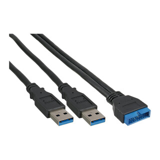 InLine® USB 3.0 Premium Adapter Cable 2x USB A male to mainboard header 0.4m