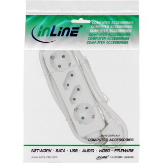 InLine® Steckdosenleiste, 4-fach, 2x Schutzkontakt + 2x Euro, 1,5m, weiß