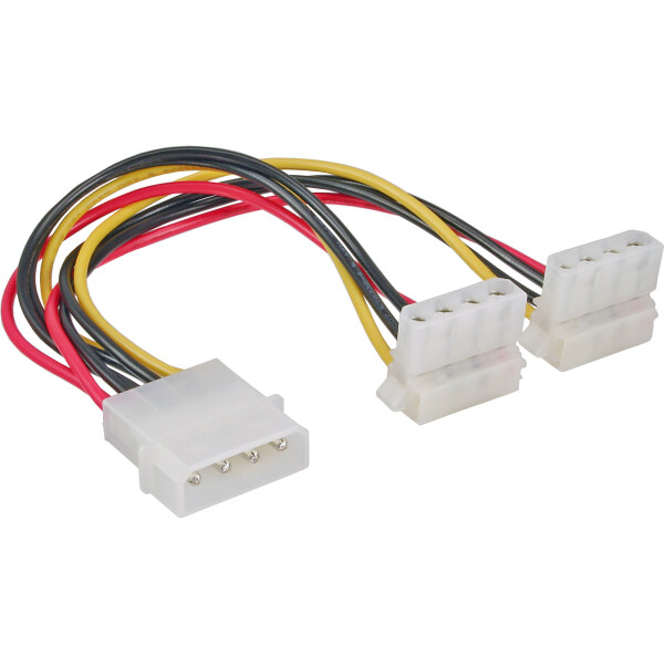 InLine® Internal Power Y-Cable 1x 4 Pin Molex to 2x 4 Pin Molex angled 0.15m