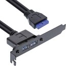 InLine® Slot Bracket 2x USB 3.0 A female to internal mainboard plug 0.5m
