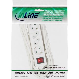 InLine® Steckdosenleiste, 4-fach, 2x Schutzkontakt + 2x Euro, mit Schalter, 1,5m, weiß