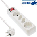 InLine® Power Strip 4 Port 2x Type F German + 2x Euro with switch and child safety white 1.5m