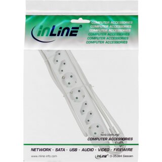 InLine® Steckdosenleiste, 8-fach, 4x Schutzkontakt + 4x Euro, 1,5m, weiß