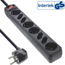 InLine® Power Strip 8 Port 4x Type F German + 4x Euro with switch black 1.5m