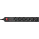 InLine® Power Strip 6 Port with protection 6x Type F German with switch black 1.5m