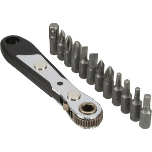 InLine® Pocket Tool Set with Mini Ratchet Wrench + Bit Set 12pcs.