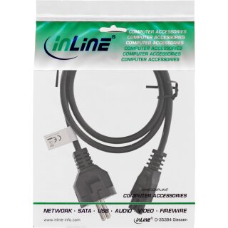 InLine® Netzkabel für Notebook, 3pol Kupplung, schwarz, 1m
