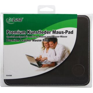 InLine® Maus-Pad Premium Kunstleder braun, 220x180x3mm