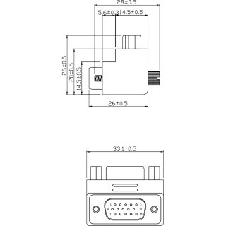 InLine® VGA Adapter 90° Winkel 15pol Stecker/Buchse