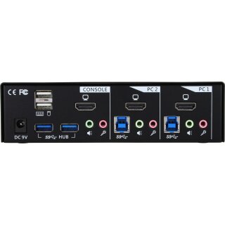 InLine® KVM Desktop Switch, 2-fach, HDMI, USB 3.0 Hub, mit Audio