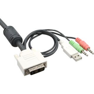 InLine® KVM Switch, 2-fach, DVI-D, USB, mit Audio, integr. Kabel
