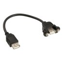 InLine® USB 2.0 Adapterkabel, Buchse A auf Einbaubuchse A, 0,2m