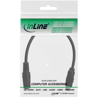 InLine Audio Adapter Cable 3.5mm Stereo female to female, one with tread 0.2m