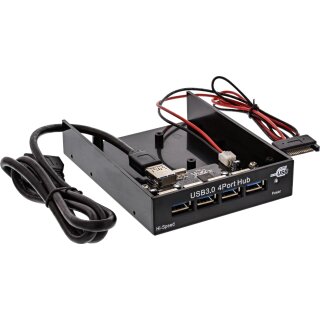 InLine® USB 3.0 Hub, 4-fach für den 8,89cm (3,5) Schacht, schwarz