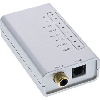 InLine® USB HD Audio Adapter, USB Hi-Fi (24-bit 192kHz) zu Digital Coax / Toslink / I2S Audio Konverter