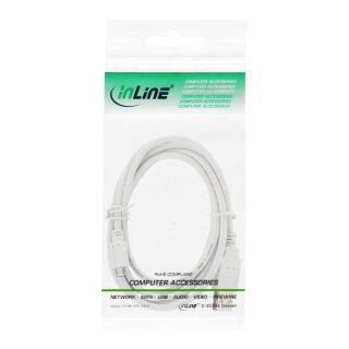 InLine Micro-USB 2.0 Kabel, USB-A Stecker an Micro-B Stecker, wei, 1m