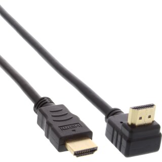 InLine® HDMI Kabel, gewinkelt, HDMI-High Speed mit Ethernet, Stecker / Stecker, verg. Kontakte, schwarz, 1m