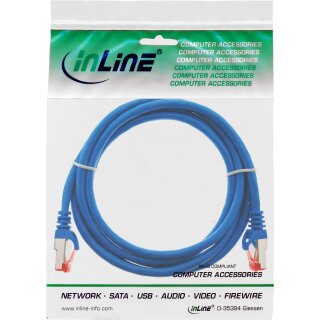 InLine® Patchkabel, S/FTP (PiMf), Cat.6, 250MHz, halogenfrei, Kupfer, blau, 1m