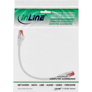 InLine® Patchkabel, S/FTP (PiMf), Cat.6, 250MHz, halogenfrei, Kupfer, weiß, 0,25m