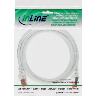 InLine® Patchkabel, S/FTP (PiMf), Cat.6, 250MHz, halogenfrei, Kupfer, weiß, 0,5m