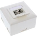 InLine® Wall Plate Cat.6A surface mount 2x RJ45 female RAL9010 white