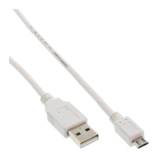 InLine Micro-USB 2.0 Kabel, USB-A Stecker an Micro-B Stecker, wei, 5m