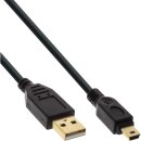 InLine® USB 2.0 Mini-Kabel, USB A Stecker an Mini-B Stecker (5pol.), schwarz, vergoldete Kontakte, 1m