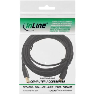 InLine® USB 2.0 Mini-Kabel, USB A Stecker an Mini-B Stecker (5pol.), schwarz, vergoldete Kontakte, 5m