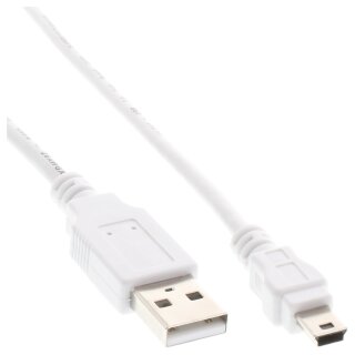 InLine® USB 2.0 Mini-Kabel, USB A Stecker an Mini-B Stecker (5pol.), weiß, 1m