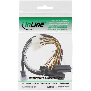 InLine Mini SAS HD Kabel, SFF-8643 zu 4x SFF-8482 (29-pol.) + Strom, 0,5m