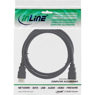 InLine High Speed HDMI Cable with Ethernet male to male gold plated black 1m