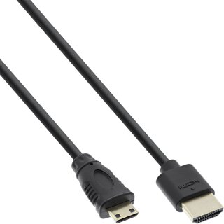 InLine® High Speed HDMI Cable with Ethernet Type A to C male super slim black / gold 0.5m