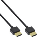 InLine® HDMI Superslim Kabel A an A, HDMI-High Speed mit Ethernet, Premium, schwarz / gold, 0,5m