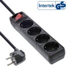 InLine® Power Strip Type F German 4 Port with Switch + Child Safety Lock black 1.5m