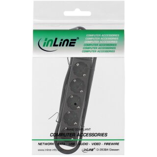 InLine® Steckdosenleiste, 5-fach Schutzkontakt, mit Schalter, 1,5m, schwarz