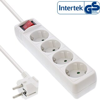 InLine® Power Strip Type F German 4 Port with Switch + Child Safety Lock white 1.5m